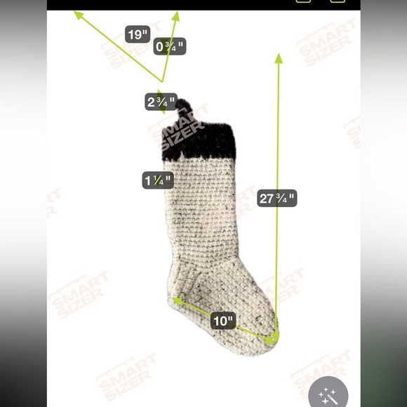 NWT Beige and Black “fur” Christmas stocking, Jumbo size. Handmade Crochet - Picture 3 of 5
